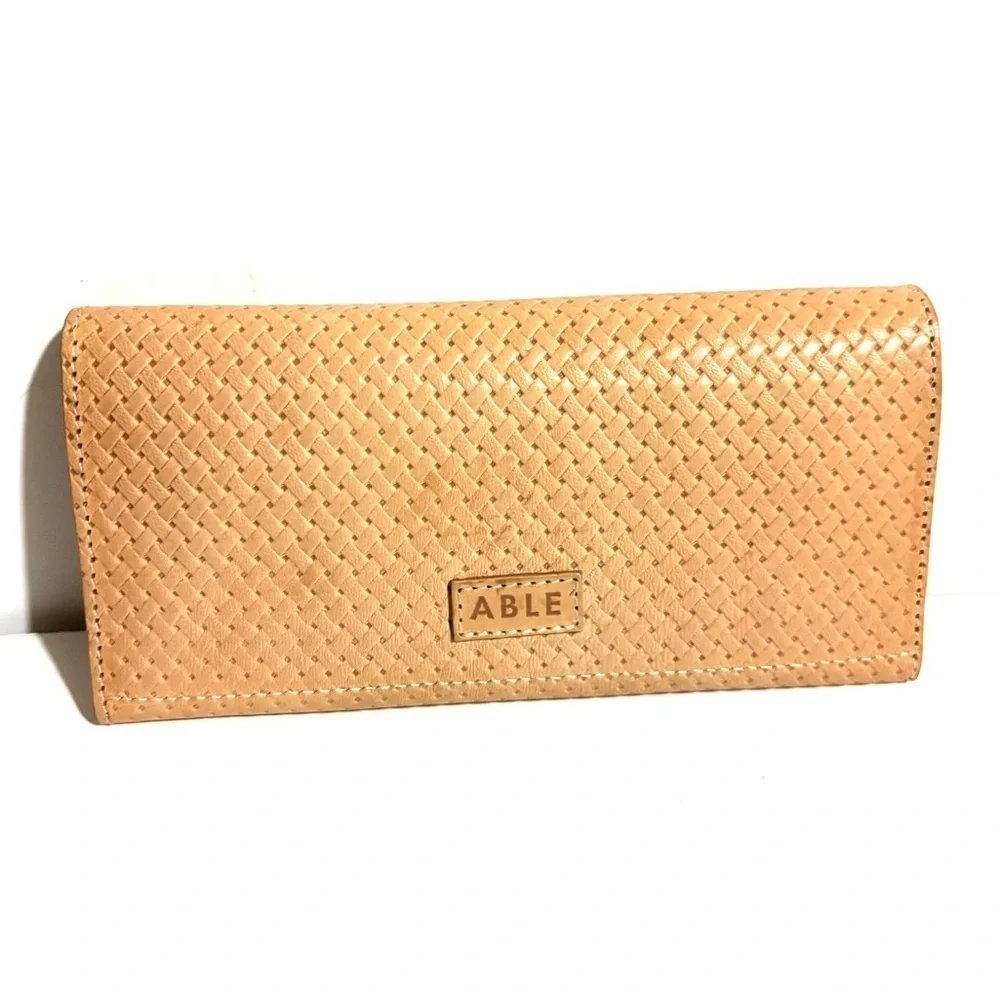 Able Tan Woven Wallet with Intricate Design
